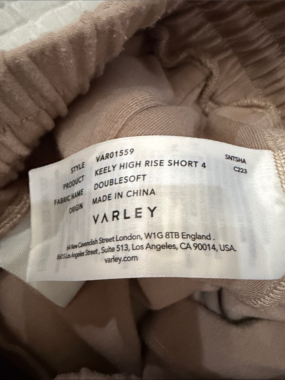 Varley Keely High rise short 4 inch size medium in a beige mocha color - Picture 7 of 15